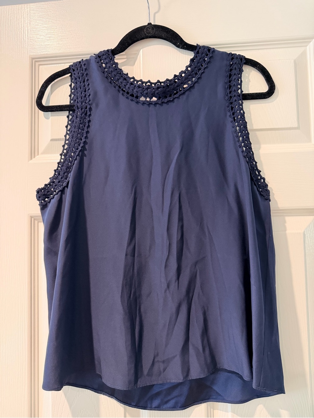 cinq a sept Navy Sleeveless Camisole with Crochet Trim